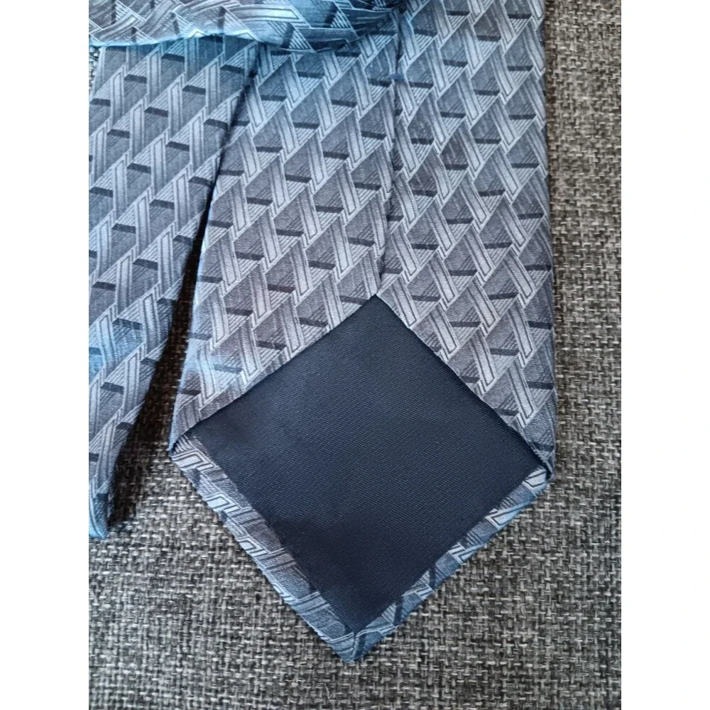 Tie 70s 80s 90s Y2K Mens Milano Uomo Silk Gray 4 Wide 60 Long